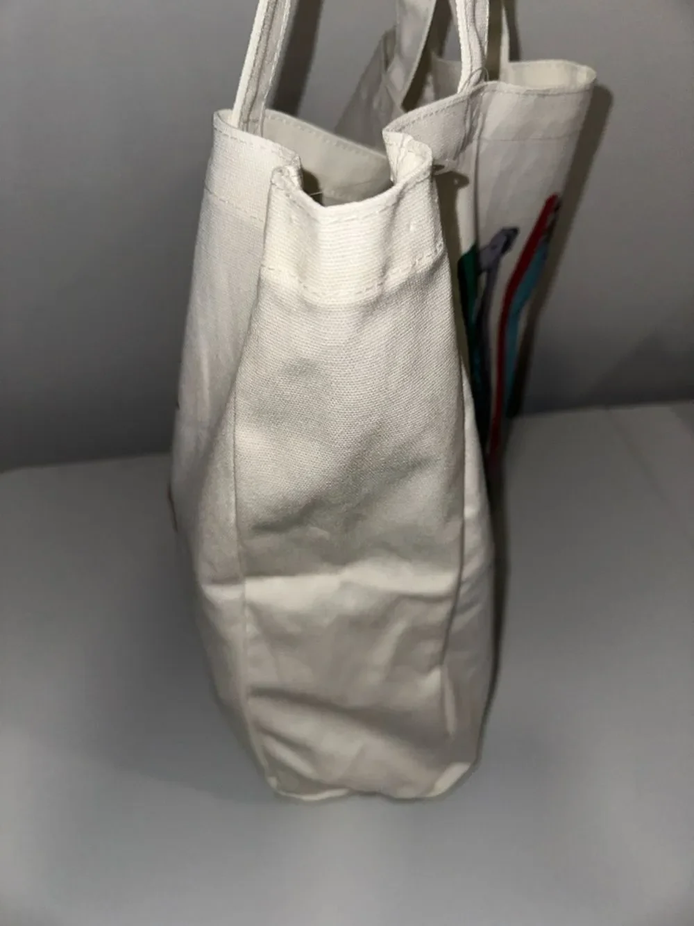 kate spade Ivory Multi Bookshelf Dog Figurine Canvas Tote Bag